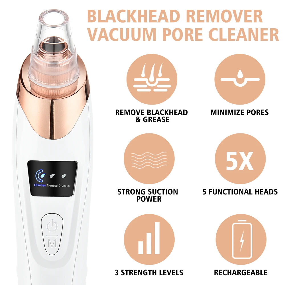 Electric Blackhead Remover – Deep Pore Cleansing for Radiant Skin

Say goodbye to stubborn blackheads, excess oil, and clogged pores with our Electric Blackhead Remover. Designed with powerful yet gentle suction technology, this device effectively extracts impurities from your skin, leaving your complexion smooth, clear, and refreshed.

Featuring multiple intensity levels and interchangeable suction heads, it’s perfect for all skin types — from sensitive to oily. The ergonomic, cordless design makes it easy